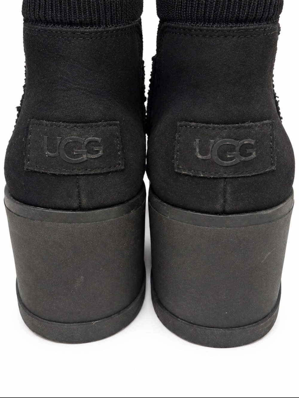 UGG Black Suede Platform Ankle Booties